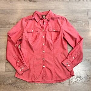 Duluth Trading Button Down‎ Shirt Top Size Small S Coolmax Pink Cotton Blend